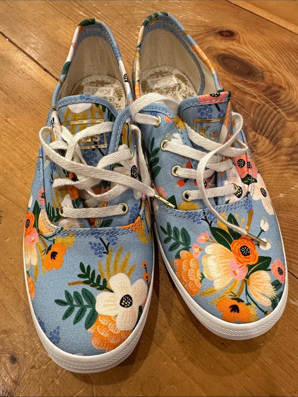 NEW Keds x Rifle Paper Co. Champion Sneakers Blue Lively Floral
